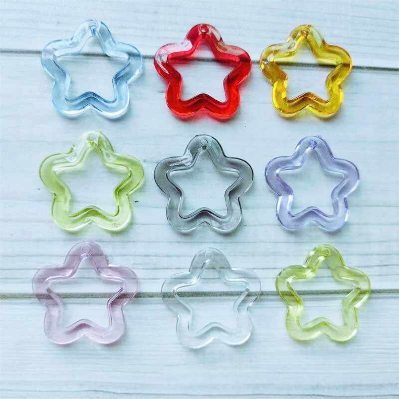 30MM colorful five-pointed star accessories acrylic with hole plum flower star pendant pendant keychain accessories