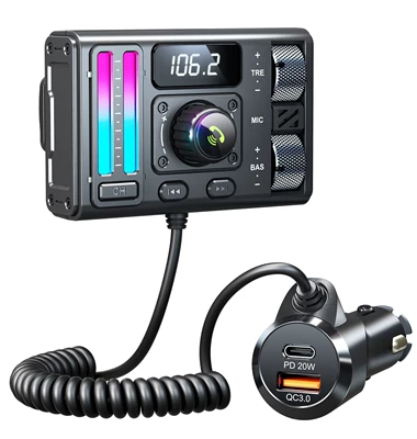Mt02 Car Mp3 Bluetooth Player New Heavy Bass Aux Cigarette Lighter Bluetooth Car Charger Fast Charging Fm Transmitter (Car mp3) - mt02