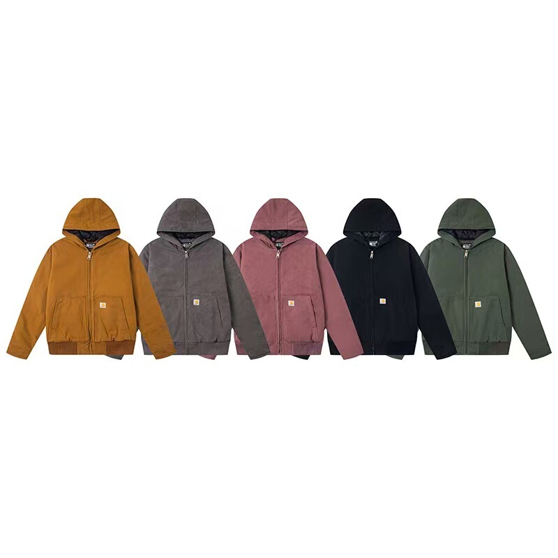 Cross-Border American Carhartt Autumn and Winter Thickened Retro Jacket Classic Canvas Washed Hooded Workwear Quilted Jacket