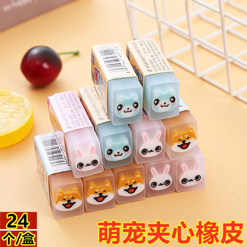 Cute Eraser (Meng) Pet Sandwich Rubber, Animal Faces, Creative Cuttable Design