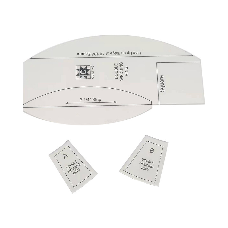 Diseño de prendas de vestir acrílico 90 ° regla de costura de tela de corte de tela doble regla de patrón de tela de corte