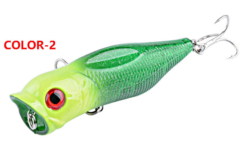 2Pcs Topwater Popper Fishing Lure 70mm/8.5g Hard Plastic Minnow Popper Baits Fishing Tackle