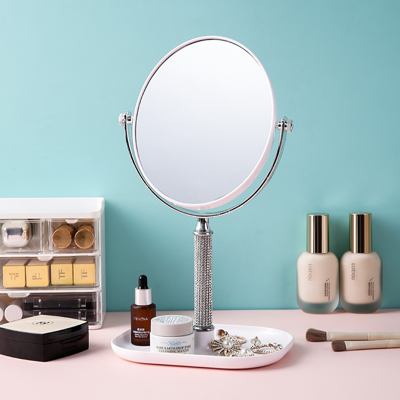 Escritorio europeo galvanizado de doble cara espejo de maquillaje ampliado escritorio simple梳妆台 espejo de dormitorio niñas