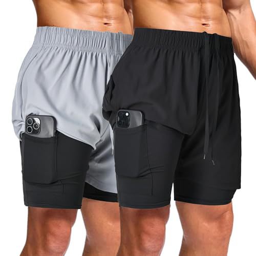 Super Performance Men's Sports 2-in-1 Compression Shorts 2-Pack Men's Fitness Training Running Shorts Super Performance Men's Sports 2-in-1 Compression Shorts 2-Pack Men's Fitness Training Running Shorts