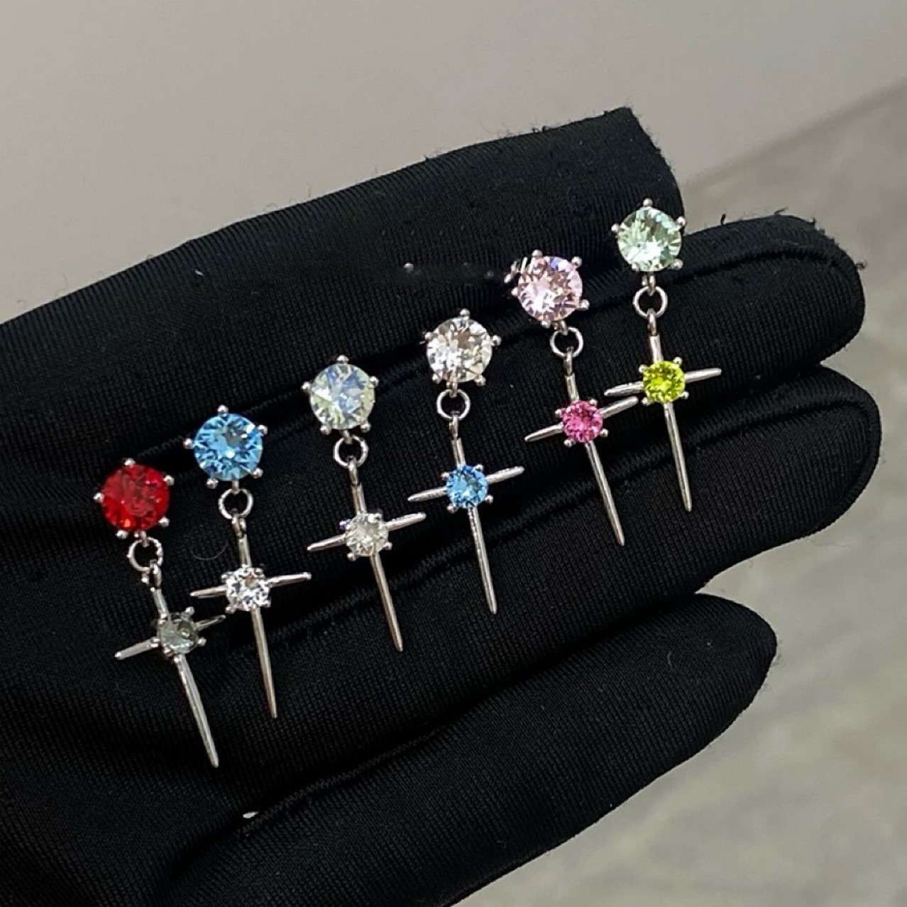 Huazi Kongtuo Cross Earrings Versatile Design Earrings Women's Jewelry Accessories DIY Stud Earrings Inlay