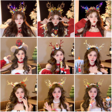 圣诞节头饰发光鹿角发箍女拍照道具麋鹿装扮头箍装饰发卡发饰饰品