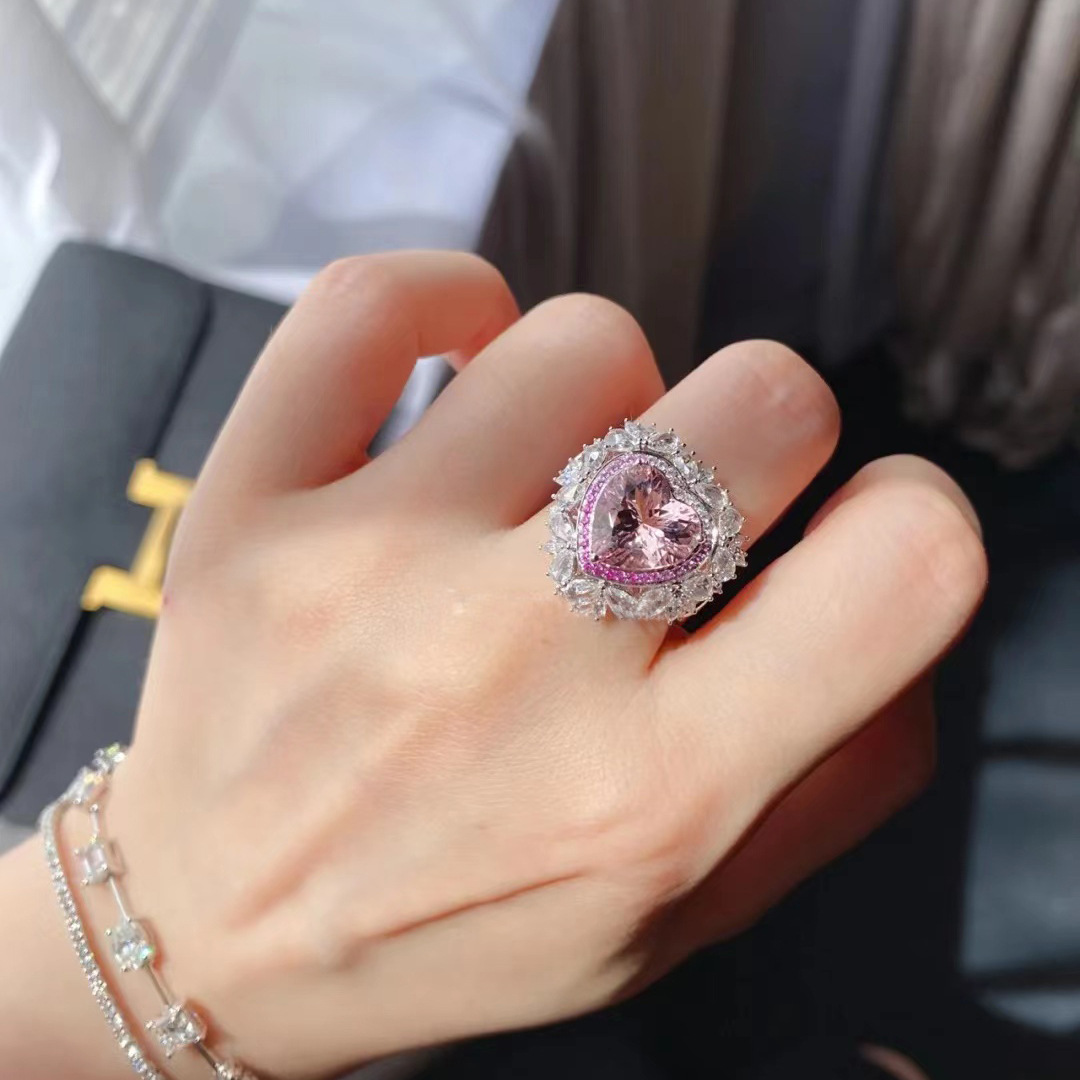 Adjustable Ring Size Daily Occasion Retro Heart Shape Copper Inlay Zircon Rings