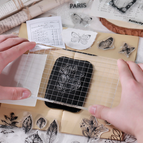 Yuezhen retro silicone transparent seal handbook DIY decorative material set English digital plant stamp stamp