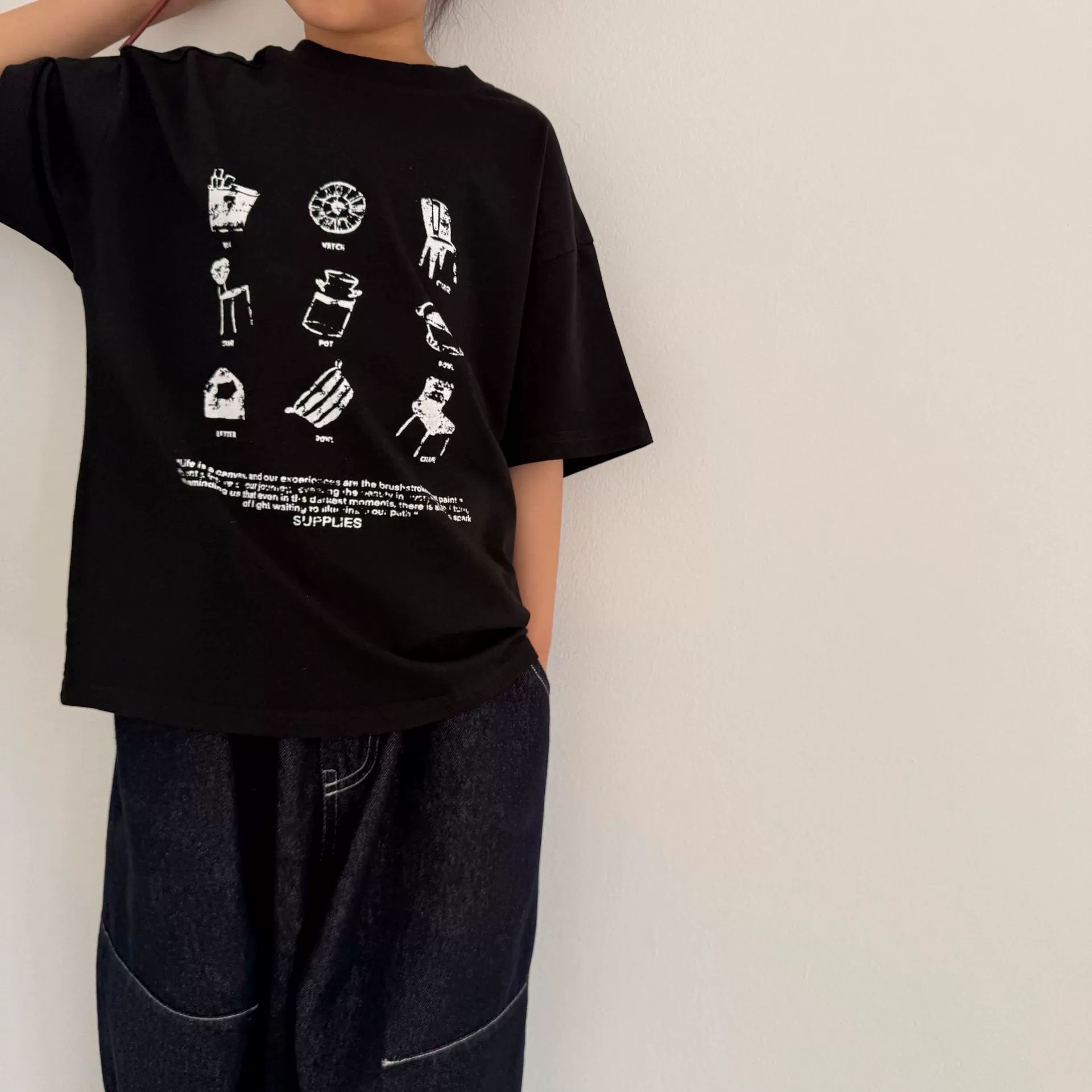 GL-kids Короткая летняя детская футболка с коротким рукавом, корейский стиль, круглый ворот
