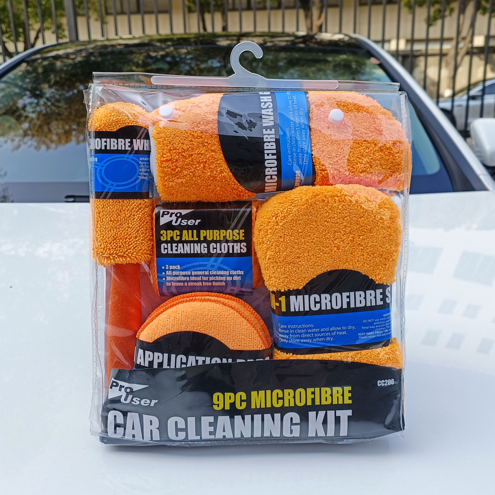 Car Cleaning 9-Piece Set Car Wipes Home Car Wash Gloves Car Wash Towel Rag Waxing Sponge Wheel Hub Brush