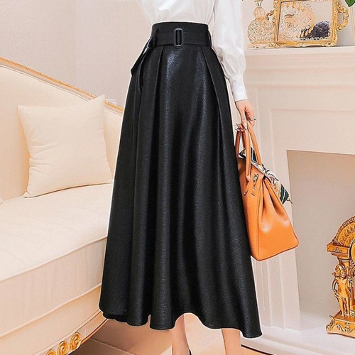 Women's Autumn/Winter New Arrival High-Waisted Lettered Skirt Hepburn Style Retro Umbrella Skirt Pleated Skirt Long Umbrella Dress