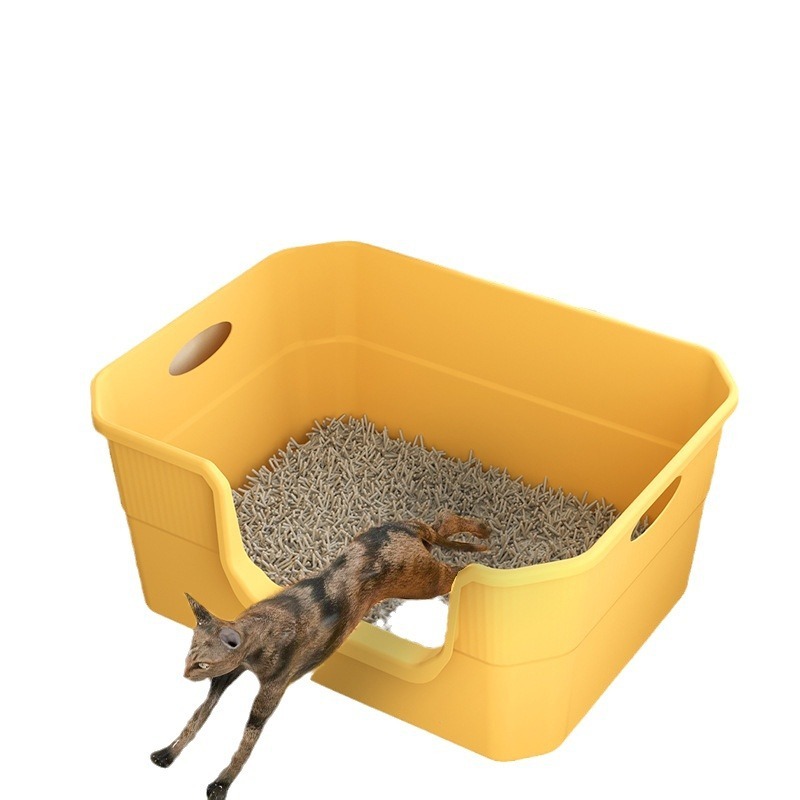 猫砂盆特大サイズ半閉鎖式猫トイレ防臭猫外はね防止猫砂盆子猫糞盆|undefined