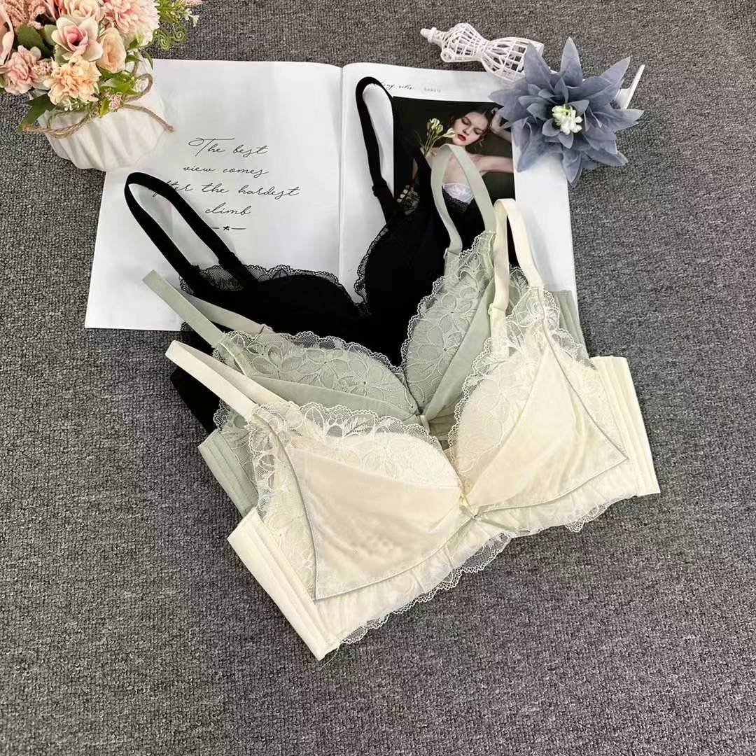 Nuevo sujetador de encaje de moda Jacquard transpirable ajustable confortable anti-caída reunido tres botones lotes de ropa interior image 1