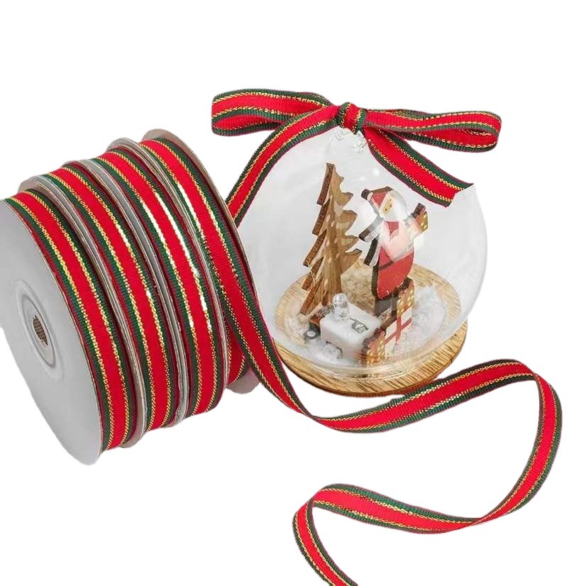 Navidad borde dorado cinta árbol de Navidad regalo caja de regalo cinta decorativa hecha a mano IDY embalaje cinta 1CM2CM2.5cm