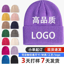 腈纶针织帽冷帽外贸定 制刺绣logo来图提花针织帽工厂批发现货