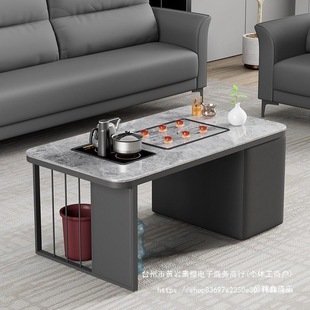Kung Fu Coffee Table and Tea Table Integrated Modern Simple Small Office Gray Glossy Slate Coffee Table Tea Set