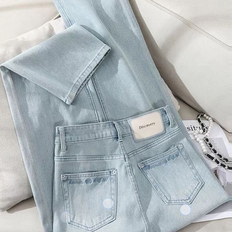 American-Style Light-Colored Straight-Leg Jeans, New High-Street Fashion, Summer Thin High-Waisted Slimming Loose Versatile Straight-Leg Pants American-Style Light-Colored Straight-Leg Jeans, New High-Street Fashion, Summer Thin High-Waisted Slimming Loose Versatile Straight-Leg Pants