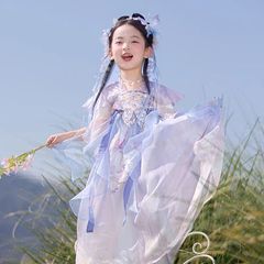 旗プラチナ漢服女の子 2025 新しい夏子供の古代スタイルの中国風プリンセスドレス毎日着用できるスーパー妖精古代衣装唐スーツ