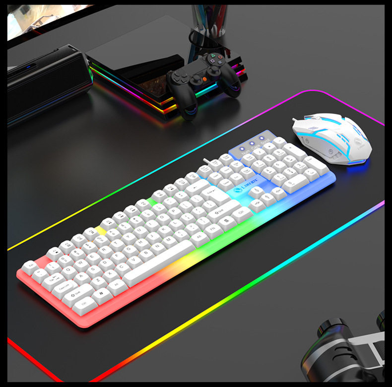 力マグネシウムtx 350発光キーボードマウスセットパソコン有線usbゲーム機械手触り虹起爆金|undefined