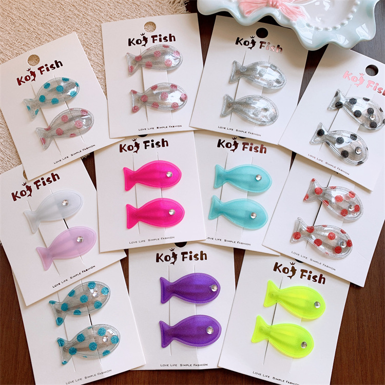 New Children's Bright-colored Polka Dot Fish Hair Clips For Little...