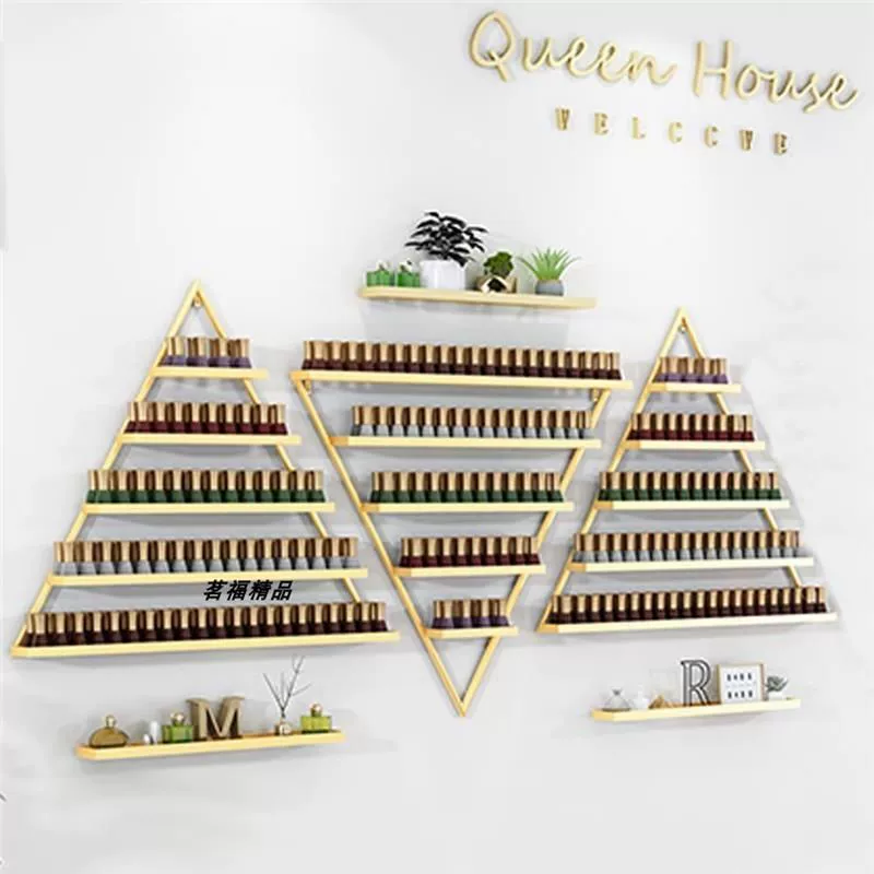 Простые золотые стеллаки для ногтей настенные стеллаки для ногтей настенные стеллаки для ногтей треугольные стеллажи для ногтей