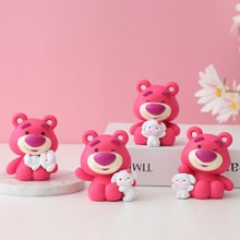 创意草莓熊公仔小摆件可爱卡通桌面玩偶装饰配件同学儿童玩具礼物