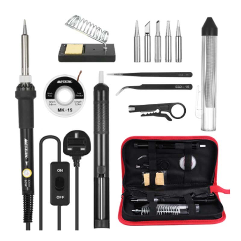 220V 60W British gauge European gauge with switch adjustable temperature electric soldering iron set with tin wire suction wire