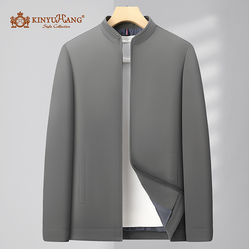 2025 Autumn New Fashion Business Casual Jacket Pure Cotton Middle-Aged Dad Jacket