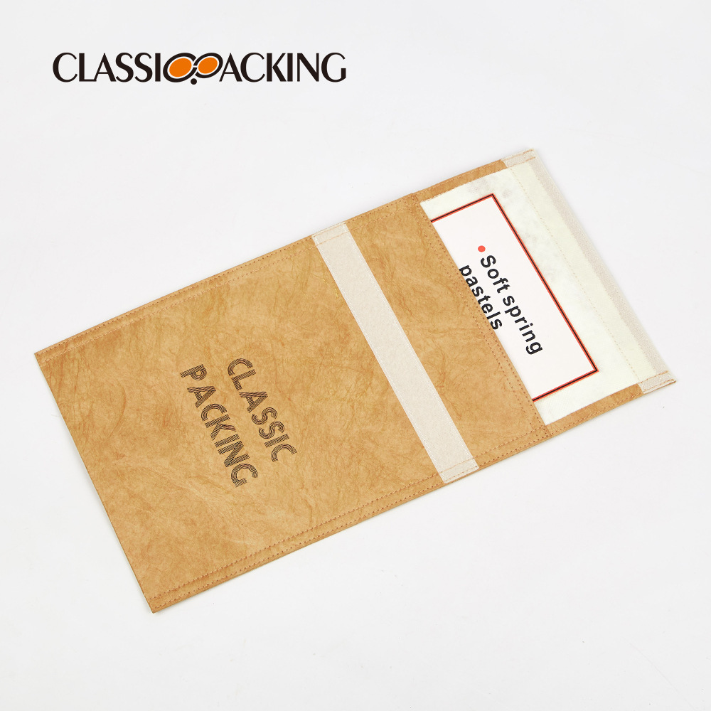 Paquete de papel kraft simple y de gran capacidad Paquete de archivo de archivo de archivo de archivo portátil a prueba de agua Paquete de almacenamiento de sellado con velcro Logotipo imprimible