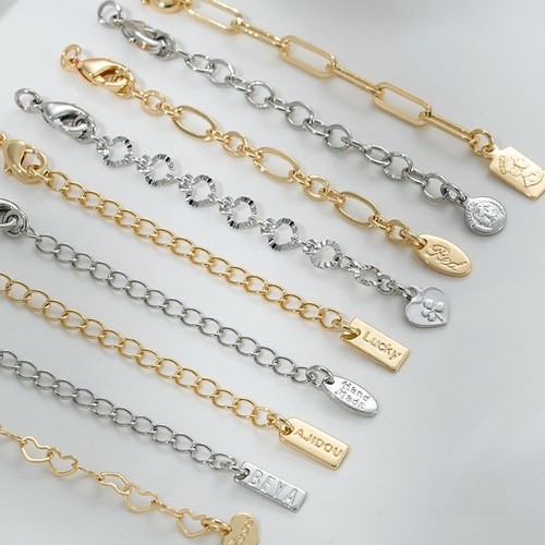 14K gold plated rectangular pendant oval pearl necklace bracelet tail chain handmade DIY jewelry accessories clasp extension chain