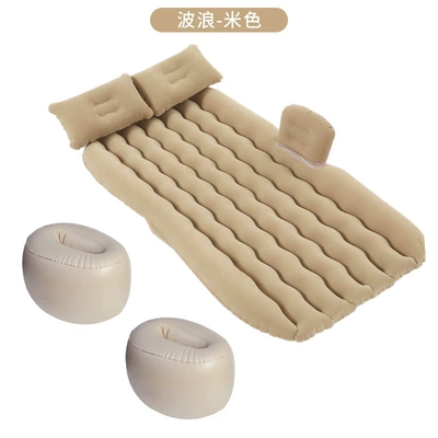 Car Inflatable Mattress, Car: Vehicle-mounted inflatable bed - default-item-wavy-beige-round-storage-ottoman