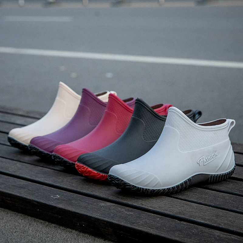 Модная непромокаемая обувь с коротким стволом, Женская непромокаемая обувь, студенческие непромокаемые сапоги в Корейском стиле, верхняя одежда для взрослых, рабочая нескользящая резиновая обувь, Экспортная торговля