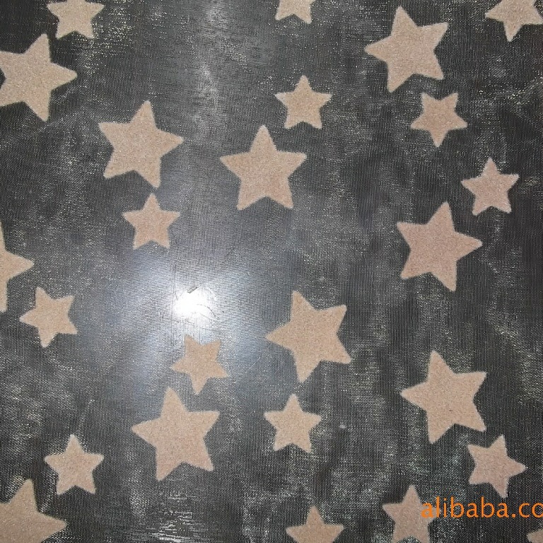五角星印花植绒布 印花植绒布 涤纶网布印花植绒加工