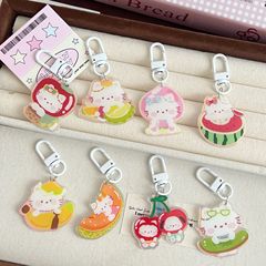 レーザー果物kt猫アクリルキーホルダーins日系甘いかばんストラップ少女の親友プレゼントアクセサリー