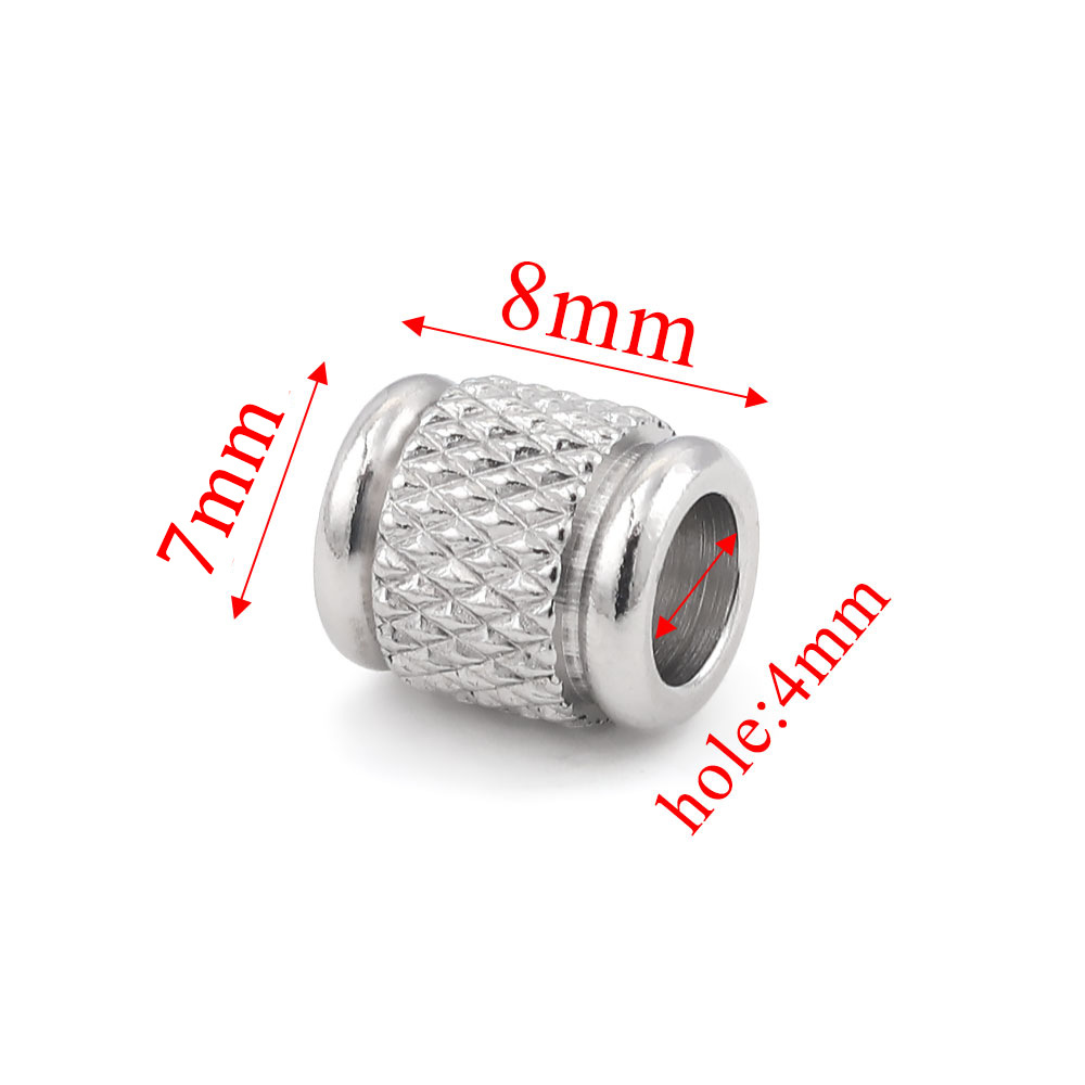 Cuentas de malla de acero inoxidable perlas de perforación perlas de tubo a través del agujero de perforación perlas pulsera de tubo largo cuentas de acero DIY accesorios de joyería hechos a mano