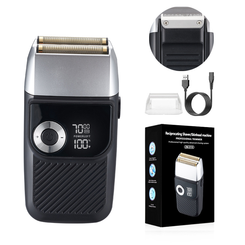 Cross-border new reciprocating electric shaver USB digital display washing shaving head machine razor oil head whitening device