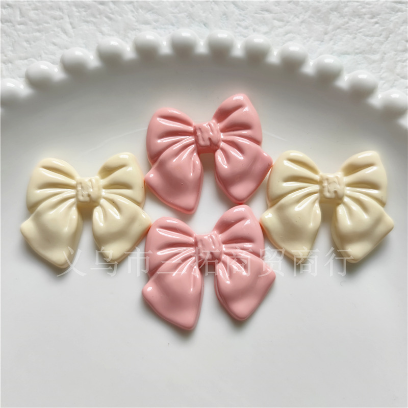 Bright surface bow resin parts Fridge paster diy Mobile phone shell manual Hairpin Earrings parts