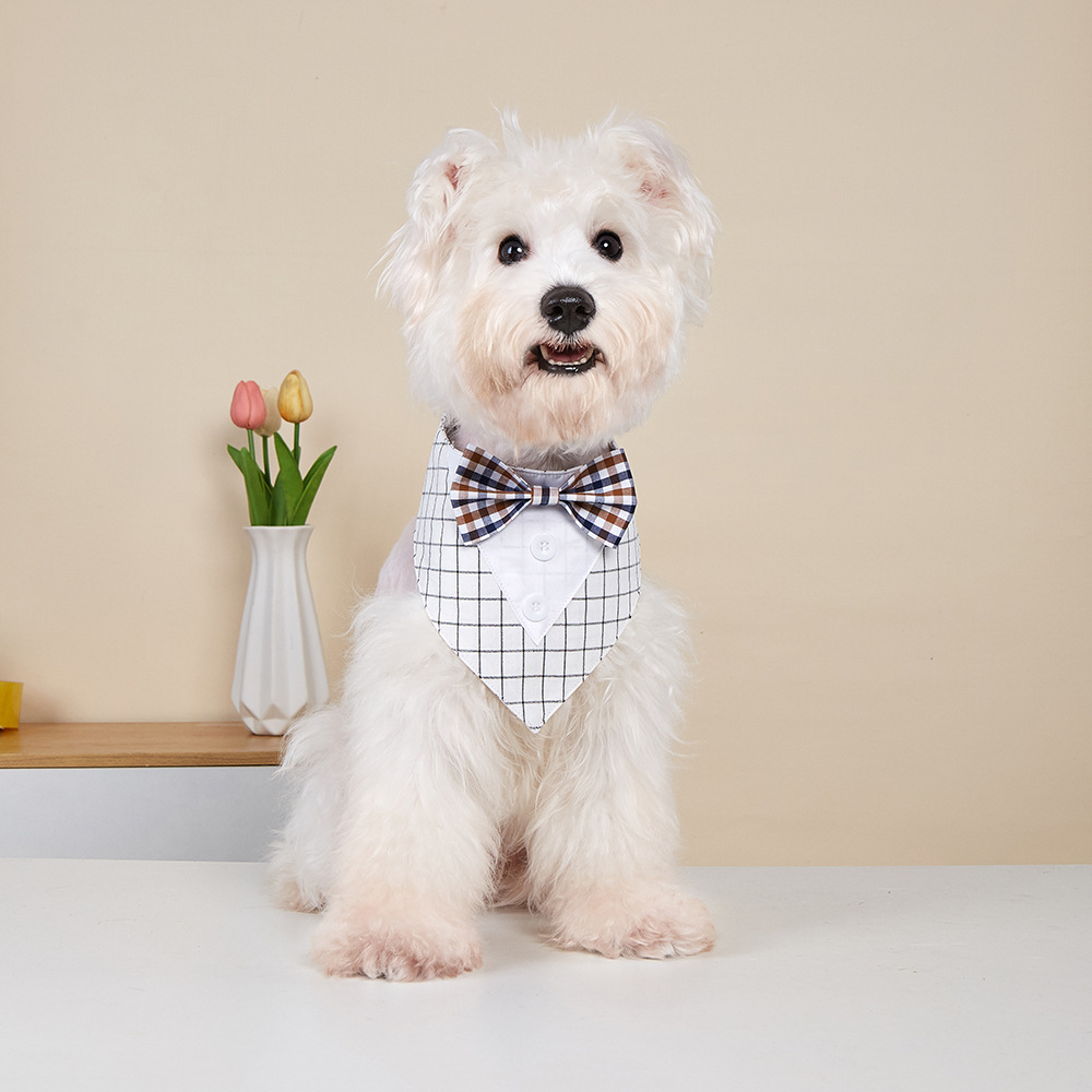 TANPOPO transfronterizo nuevo estilo británico trajes de boda mascotas toallas de saliva velcro toallas bufandas