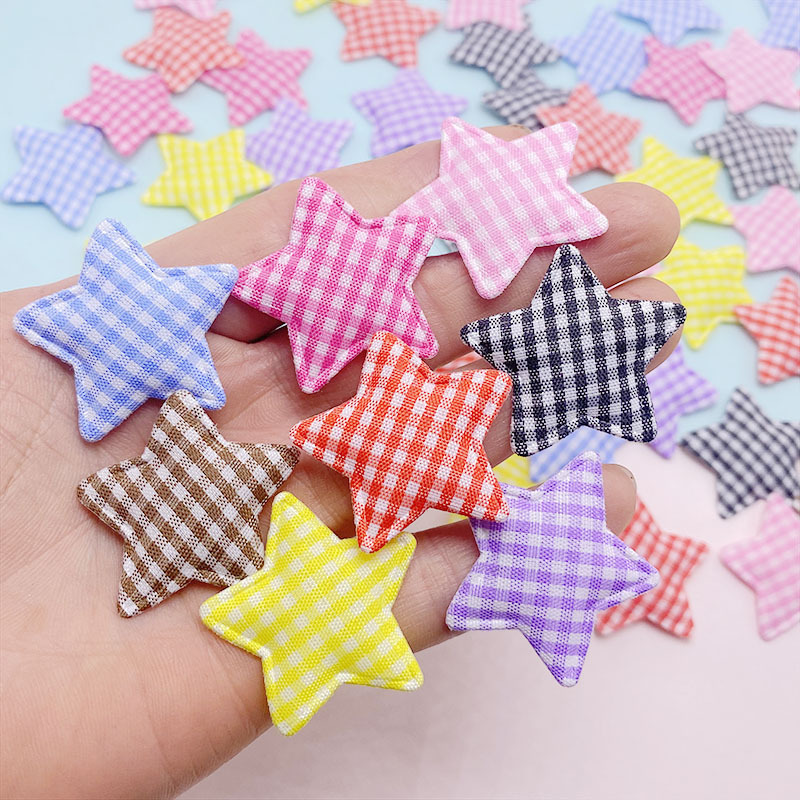 Ultrasonic embossed new fabric Plaid star diy handmade jewelry accessories children's toy doll decoration accessories