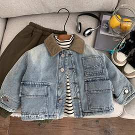 男童牛仔外套秋冬季2025新款酷帅潮流儿童夹棉上衣男宝冬装衣服潮