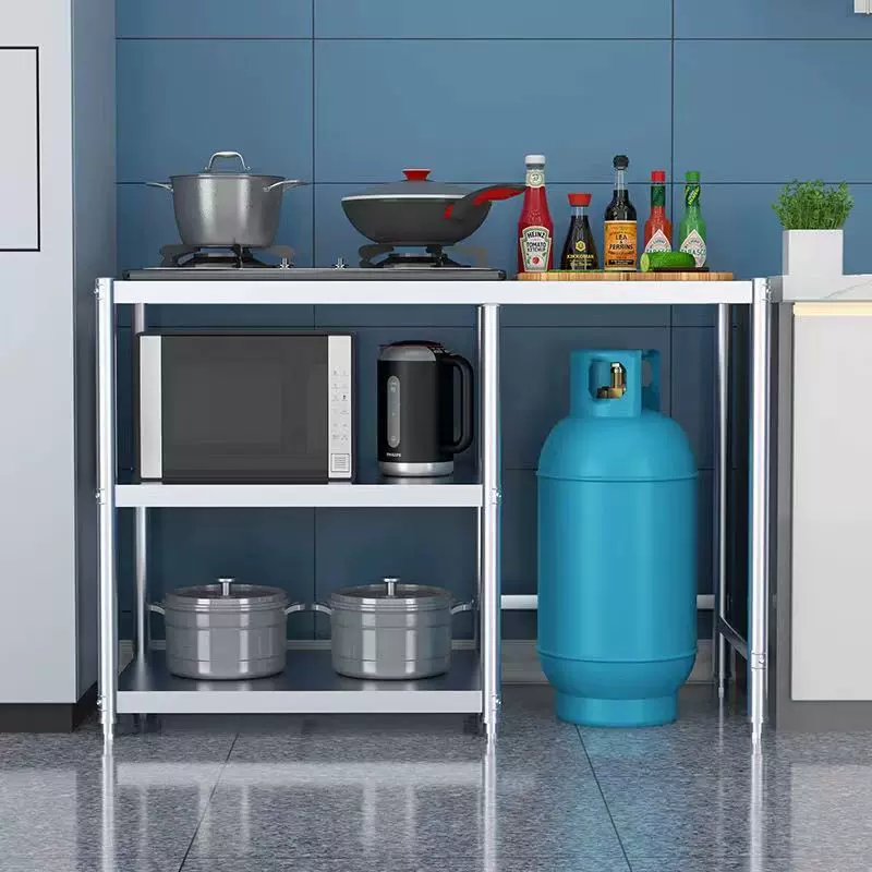 放煤气灶的架子台不锈钢厨房置物架架操作台架收纳储物台面单层烤