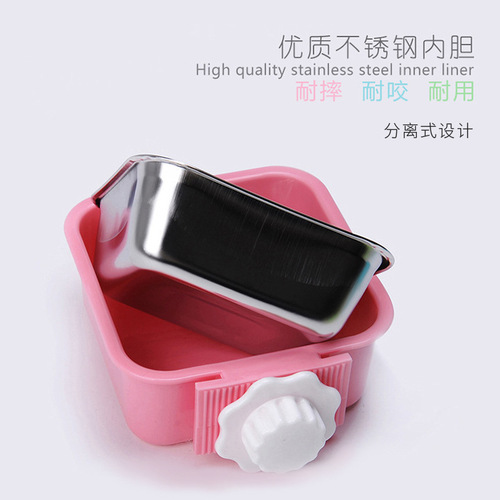 Wholesale dropshipping cat bowl pet supplies for dogs, stainless steel single bowl drinking bowl, hanging fixed cage dog bowl