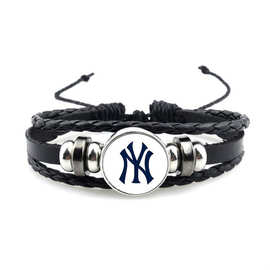 MLB 棒球联盟球队手链 复古时光宝石真皮手链 Yankees  纽约洋基
