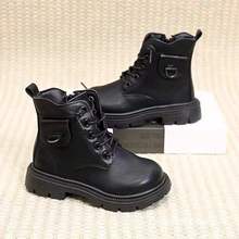 男童真软皮马丁靴秋冬季新款儿童软底棉鞋男孩加绒靴女童洋气棉靴