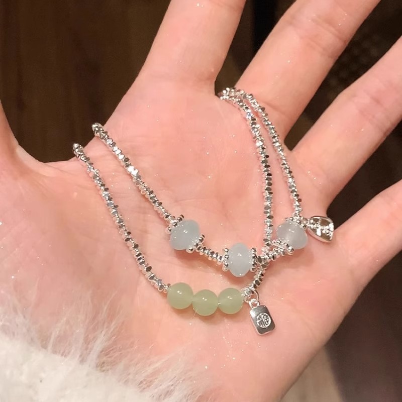 Guofeng Jade Shattered Silver Joy Bracelet Women's 2025 New Style Small Style New Chinese-style Light Luxury All-match High-end Jewelry