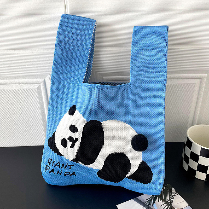 Bolsas de nicho de diseño de pandas lindos bolsas de mano de punto bolsas de mano estudiantes personalidad bolsas de brazo fábrica al por mayor