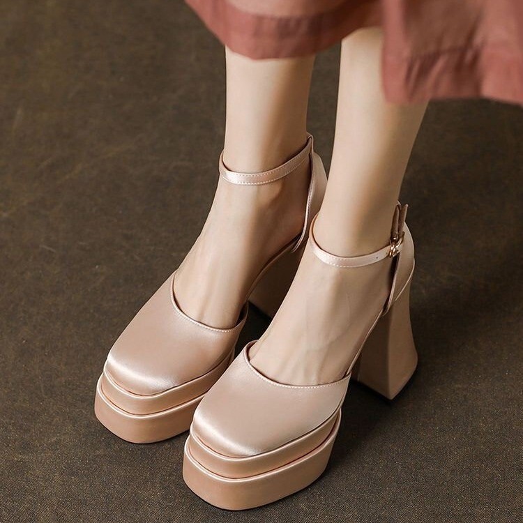 12cm Wedding Shoes, Wedding Dress Artifact, Small Thick Heel, Platform Sole, Waterproof Platform, Mary Jane High Heels, 2024 Autumn New Style