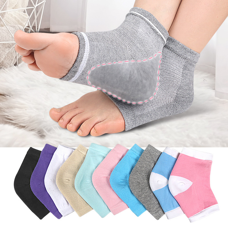 Mesh gel inner heel socks anti-slip anti-crack men's and women's sock liners heel covers breathable absorbent socks