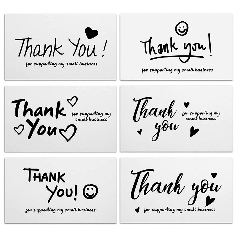 50 sheets/pack of 6 white thank you cards can be handwritten thank you for supporting my small business greeting card gift decoration