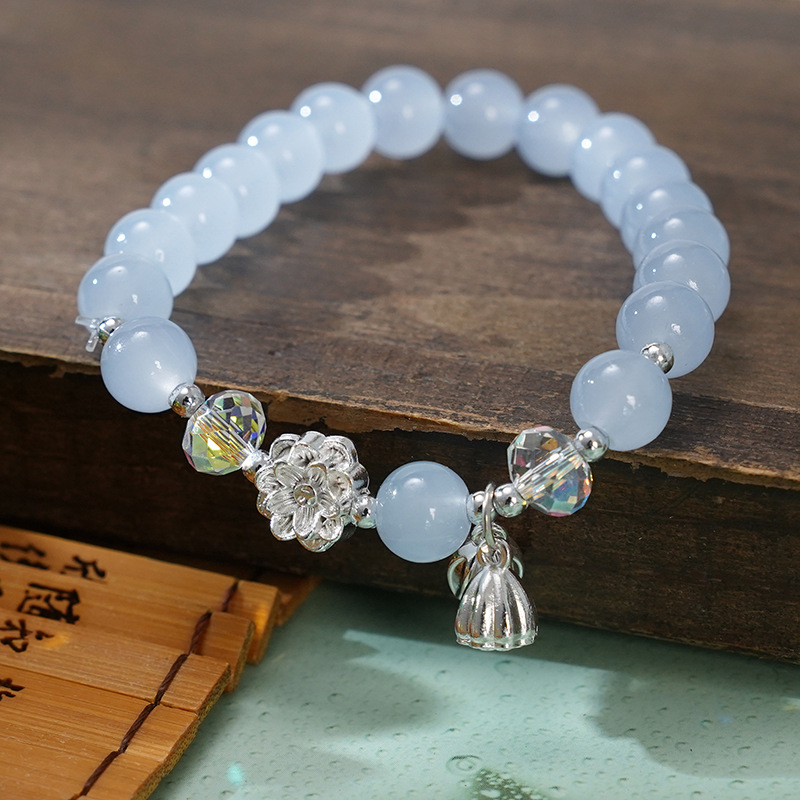 國潮水晶玻璃兩世歡手鍊新中式花朵手鍊景區熱銷飾品文創飾品貨源